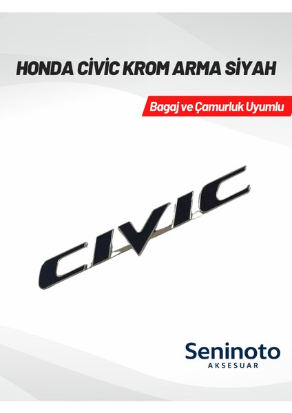 Honda Civic 3D Krom Arma – Gümüş Siyah (Bagaj ve Çamurluk Uyumlu)