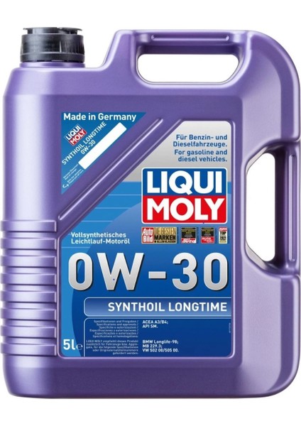 0W30 Motor Yağı Synthoil Long Tıme 5 Litre Üretim Yılı 2025 (8977)