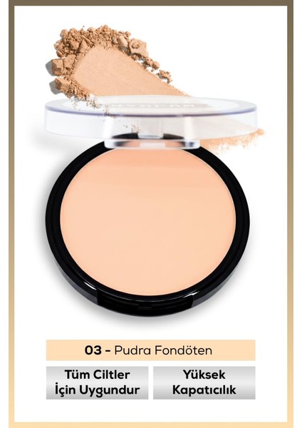 Tekli Oval Yüksek Kapatıcılı Pudra Fondöten No:3