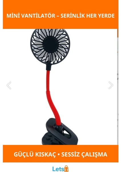 Ayarlanabilir Kıskaçlı Masa Üstü Mini Vantilatör