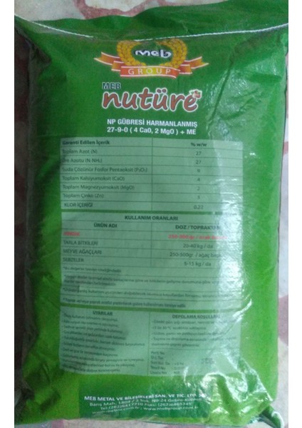 Nutüre 25 kg Harmanlanmış Np Gübresi, 40 Torba modelleri