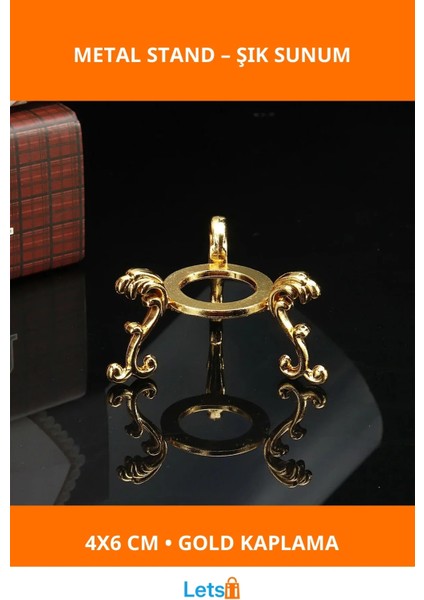Şık Gold Renk Masaüstü Dekoratif Metal Stand 4x6 cm