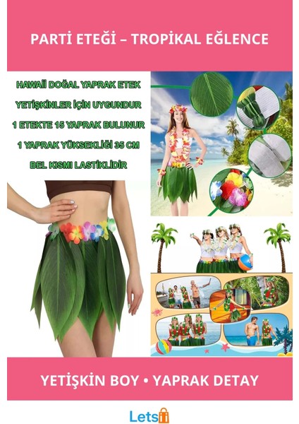 Tropikal Esintili Hawaii Yapraklı Parti Eteği Yetişkin Boy