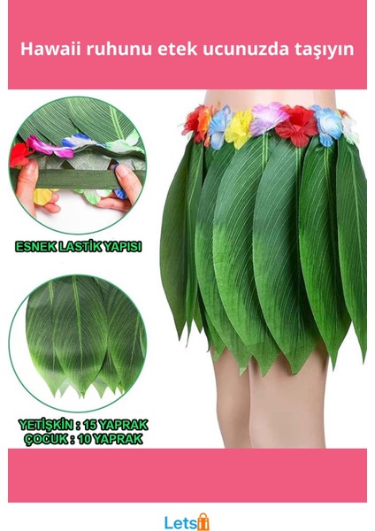 Tropikal Esintili Hawaii Yapraklı Parti Eteği Yetişkin Boy fiyatları