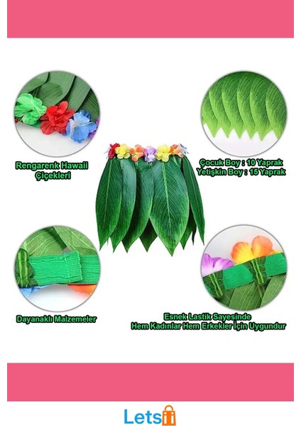 Tropikal Esintili Hawaii Yapraklı Parti Eteği Yetişkin Boy indirimleri