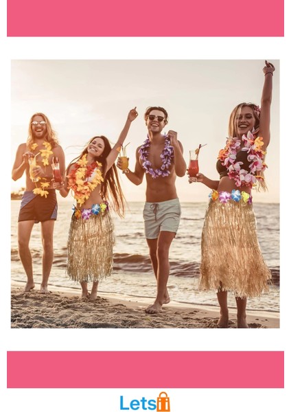 Hawaii Tarzı Hula Eteği 60 cm Doğal Hasır Plaj Kostümü fırsatları