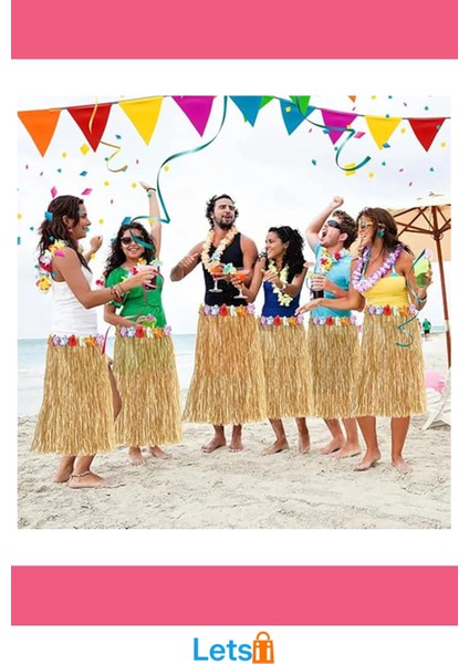 Hawaii Tarzı Hula Eteği 60 cm Doğal Hasır Plaj Kostümü indirimleri