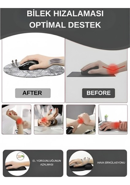 Topowave Bilek Destekli Mouse Pad Ergonomik Kaymaz Taban Mouse Pad , Bilek Koruyucu Dijital Mouse Pad indirimleri