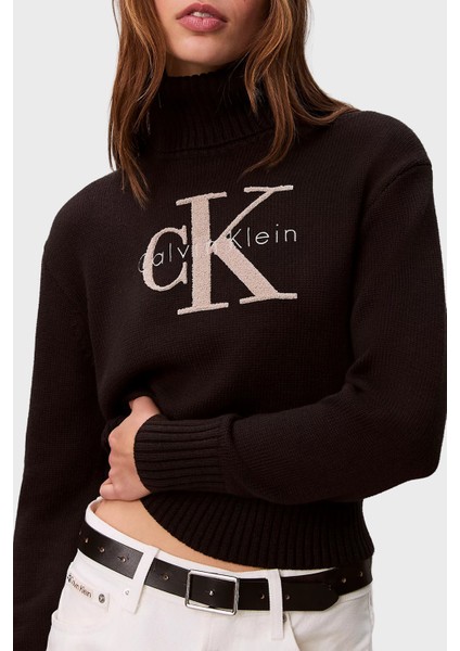 Logolu Pamuklu Relaxed Fit Balıkçı Yaka Kazak LV047D354GUB1 Bayan Kazak LV047D354G Ub1 modelleri