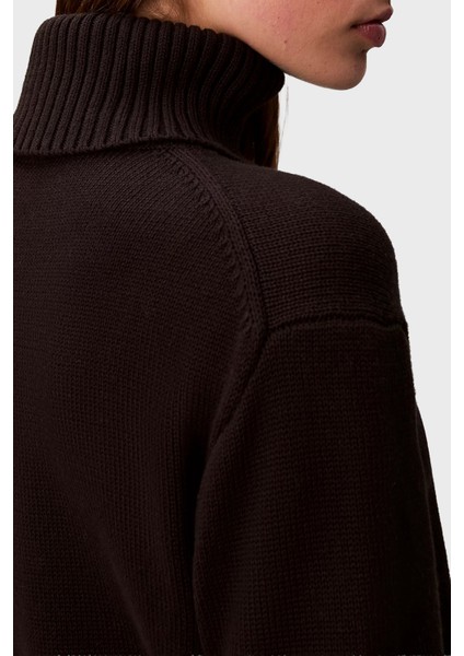 Logolu Pamuklu Relaxed Fit Balıkçı Yaka Kazak LV047D354GUB1 Bayan Kazak LV047D354G Ub1 fırsatları