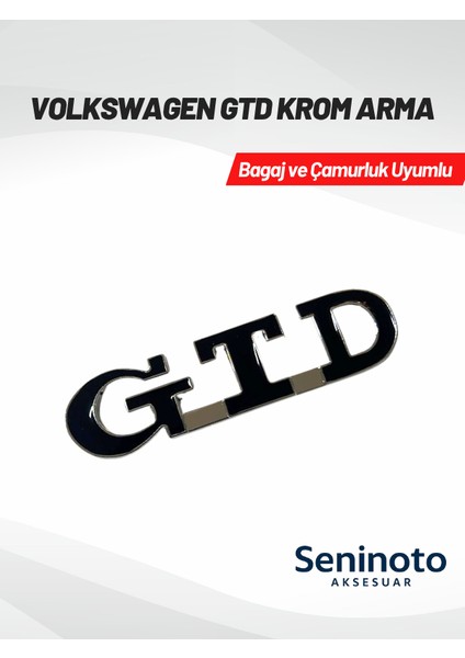 Volkswagen Gtd 3D Krom Arma – Siyah (Bagaj ve Çamurluk Uyumlu)