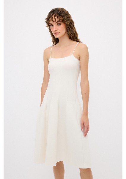 Askılı Triko Elbise Kemik 12444368000