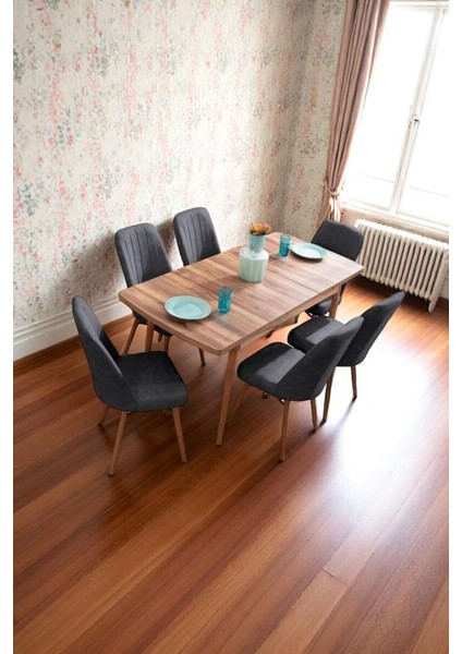 Mutfak Masası Takımı | 4 Kişilik Açılır Masa Sandalye Takımı | Yemek Masası | Masa Takımı - Antrasit fiyatları