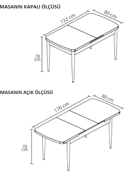 Mutfak Masası Takımı | 4 Kişilik Açılır Masa Sandalye Takımı | Yemek Masası | Masa Takımı - Antrasit