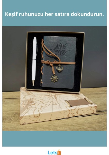 Gri Deri Defter Beyaz Kalem Seti Mobil Uyumlu fiyatları