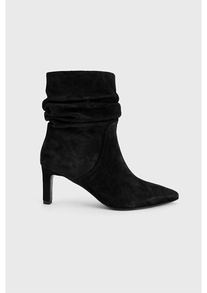 Süet Topuklu Bot Siyah 11644363001