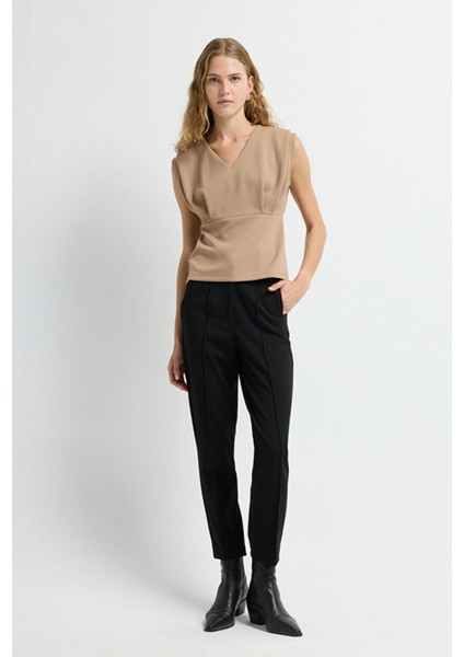 Kolsuz Büzgülü Bluz Camel 11545831000 modelleri