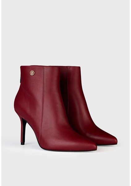 Deri Logo Detaylı Bot Bordo 11644359000