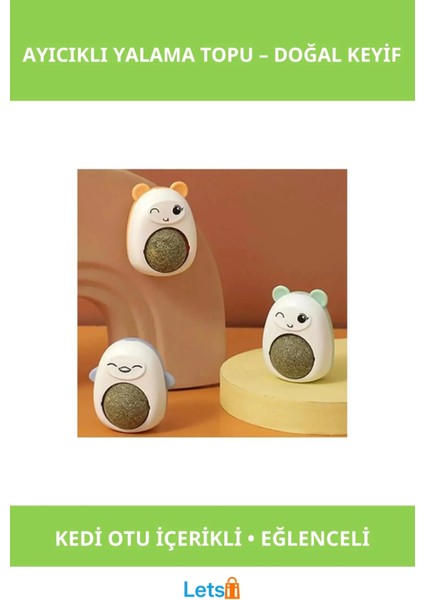 Ayıcıklı Kedi Otu Yalama Topu Kediler Için Eğlenceli Oyun Arkadaşı