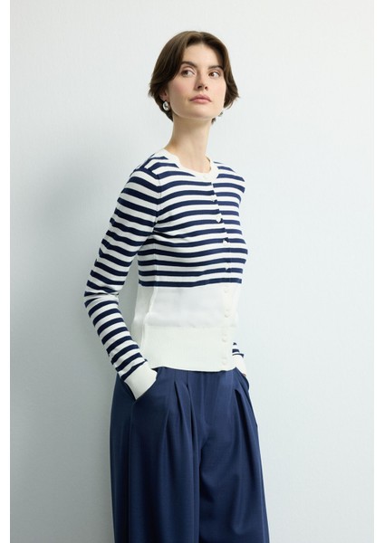 Çizgili Düğmeli Triko Hırka C.kemik 134M2270000 indirimleri