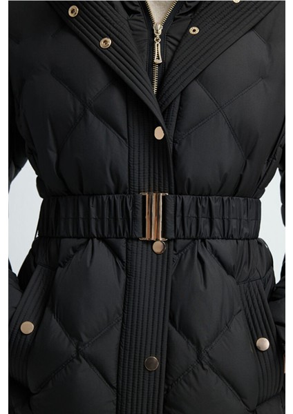 Kemerli Kısa Şişme Mont Siyah 15245278000 fiyatları