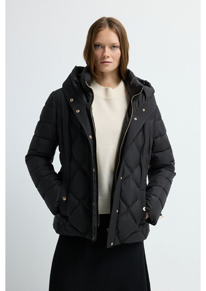 Kemerli Kısa Şişme Mont Siyah 15245278000 fırsatları