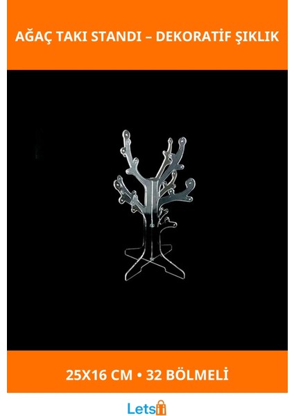 Dekoratif Ağaç Şeklinde Takı Standı 32 Deliği ile