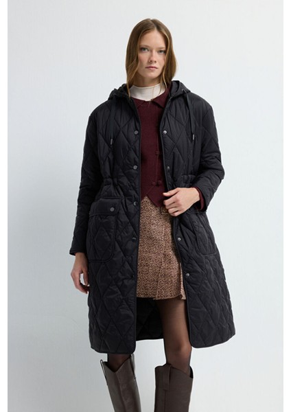 Kapüşonlu Kapütone Uzun Mont Siyah 15245281000 fırsatları