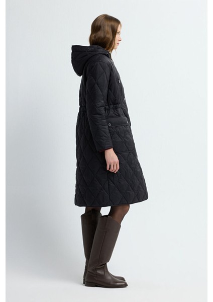 Kapüşonlu Kapütone Uzun Mont Siyah 15245281000 indirimleri