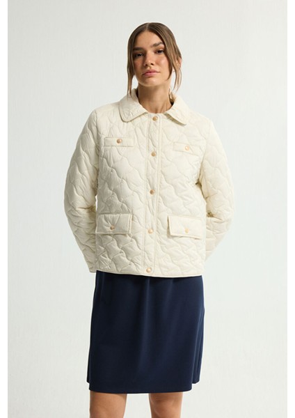 Kapitone Cepli Kısa Mont Vanilya 152L9396000