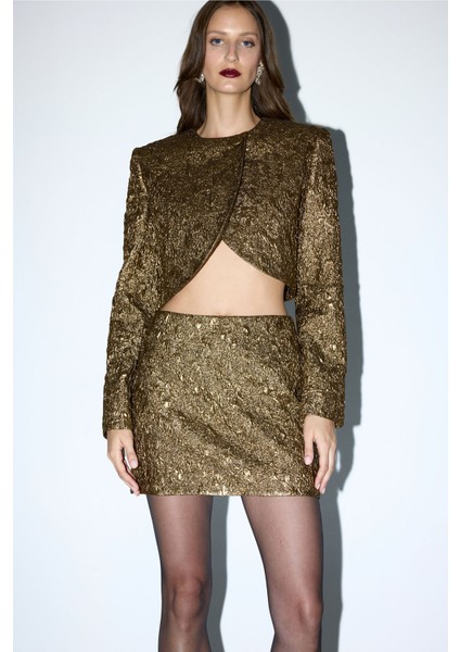 Mert Aslan Jakarlı Mini Etek Gold 12744005003 modelleri