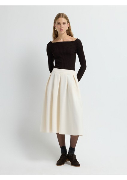 Pileli Midi Etek Vanilya 12742610008 fiyatları