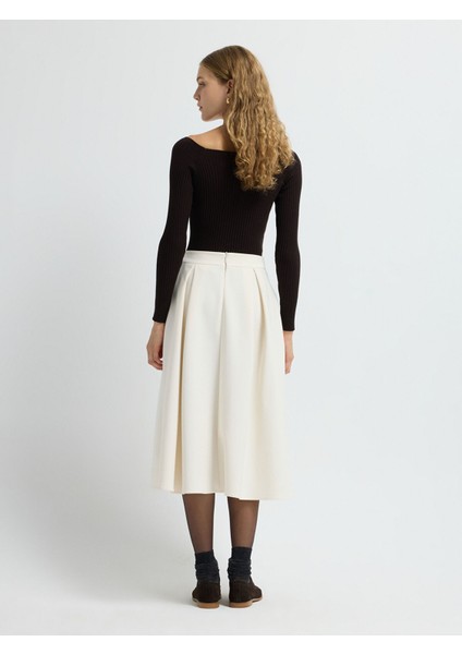 Pileli Midi Etek Vanilya 12742610008