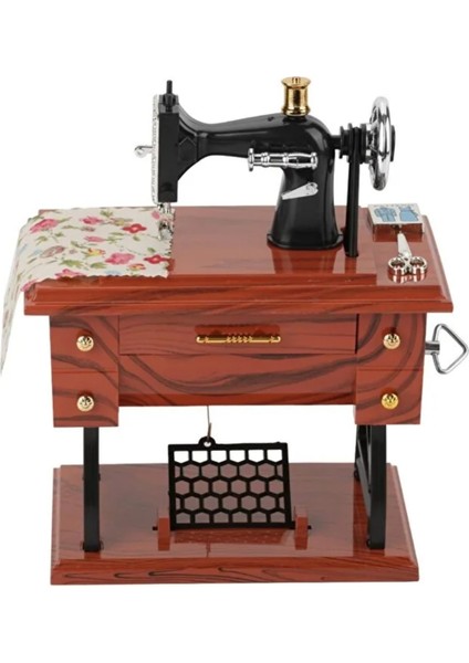 Nostaljik Dikiş Makinesi Müzik Kutusu – Döner Pedallı, Kurmalı, Dekoratif ve Hediyelik Retro Tasarım Müzik Kutusu