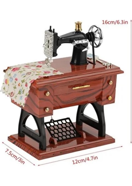 Nostaljik Dikiş Makinesi Müzik Kutusu – Döner Pedallı, Kurmalı, Dekoratif ve Hediyelik Retro Tasarım Müzik Kutusu fiyatları