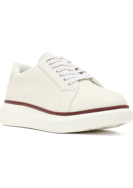 Erkek Beyaz Bağcıklı Kalın Tabanlı Sneaker 25WFD6947PV
