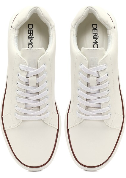 Erkek Beyaz Bağcıklı Kalın Tabanlı Sneaker 25WFD6947PV