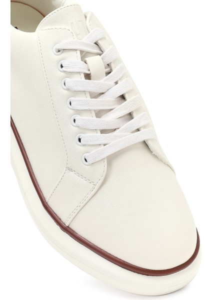 Erkek Beyaz Bağcıklı Kalın Tabanlı Sneaker 25WFD6947PV