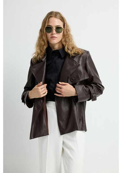 Kısa Trençkot Kahve 17844422001 fırsatları