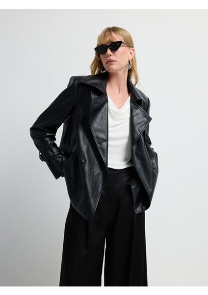 Kısa Trençkot Siyah 17844422001