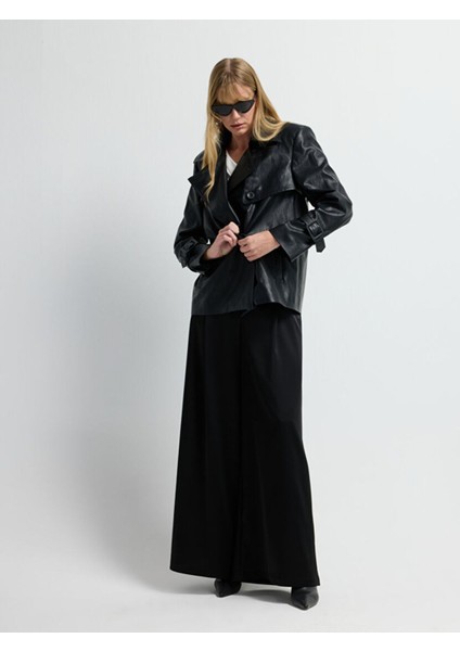 Kısa Trençkot Siyah 17844422001