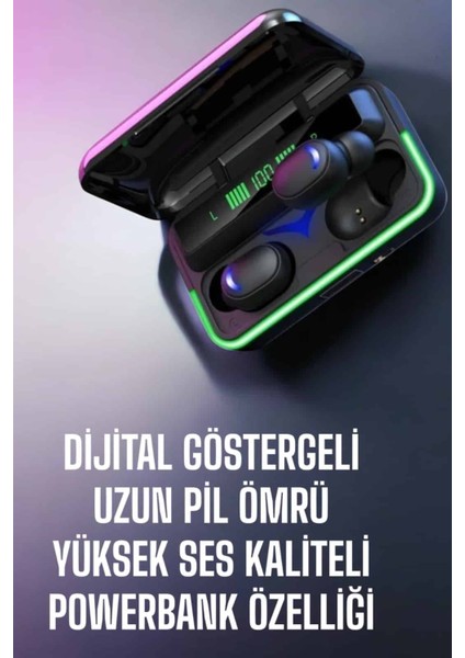 Powerbank Özellikli Kablosuz Bluetooth Kulaklık Rgb Işıklı modelleri