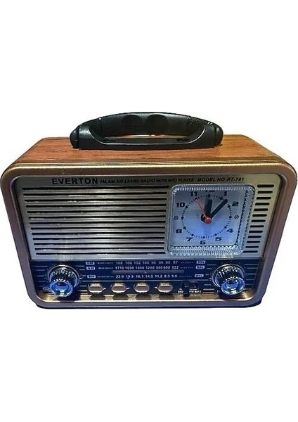 RT-781 Nostaljik Radyo - Analog Saatli, Bluetoothlu, Fm/am/sw, Usb/tf Kart Girişli Şarjlı Müzik Çalar