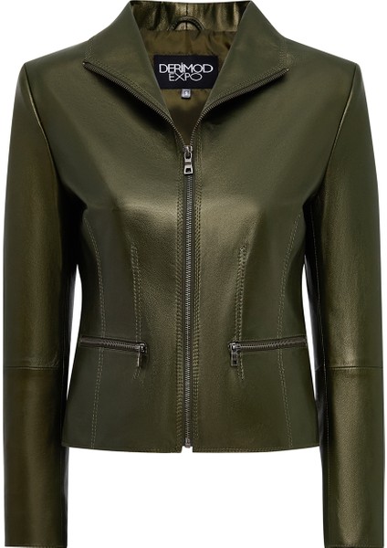 Amy Kadın Yeşil Devrik Yaka Deri Ceket 25WGE5323MP
