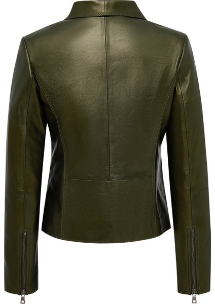 Amy Kadın Yeşil Devrik Yaka Deri Ceket 25WGE5323MP fiyatları