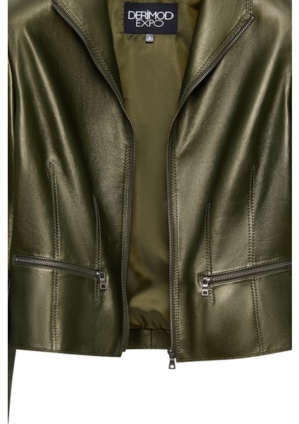 Amy Kadın Yeşil Devrik Yaka Deri Ceket 25WGE5323MP indirimleri