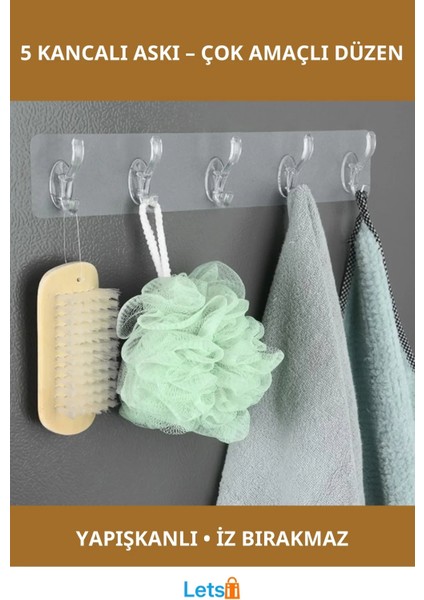 Kendinden Yapışkanlı 5 Kancalı Pratik Askı
