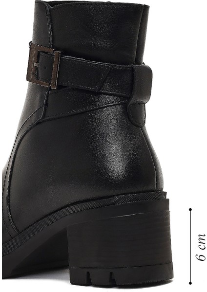 Kadın Siyah Fermuarlı Kalın Topuklu Deri Bot 25WFD414118 fiyatları