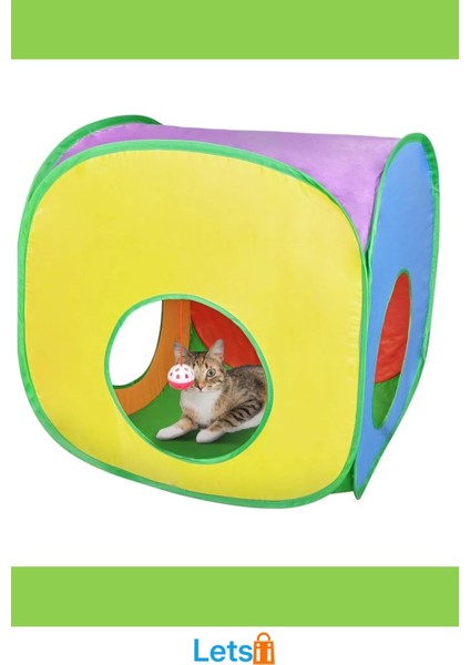 Renkli Dayanıklı Kedi Oyun Tüneli Asılı Oyuncak Top ile Eğlenceli Saklanma Alanı fırsatları