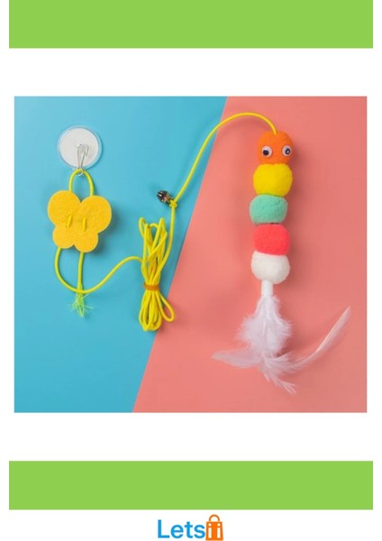 Elastik Yapışkanlı Kedi Oyun Oltası Çanlı Eğlenceli Oyun fırsatları